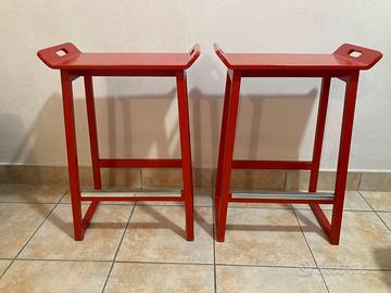 Coppia di Sgabelli da Bar Moderni – Rosso Lacca –