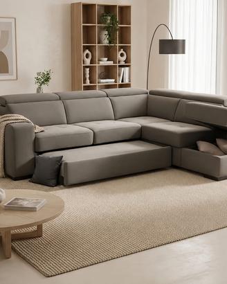 Divano angolare con letto estraibile e contenitore