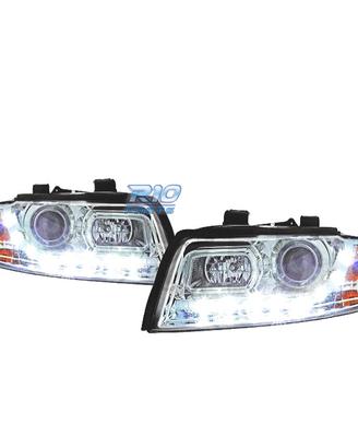 FARI PER AUDI A4 B6 00-04 LUCE DIURNA A LED FONDO 