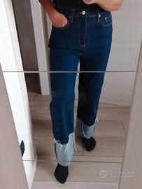 Jeans Zara Folded up wide leg tgM blu scuro