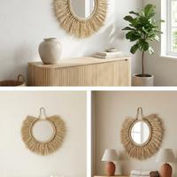 Specchio Boho Chic Artigianale in Corda Naturale