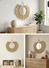 Specchio Boho Chic Artigianale in Corda Naturale