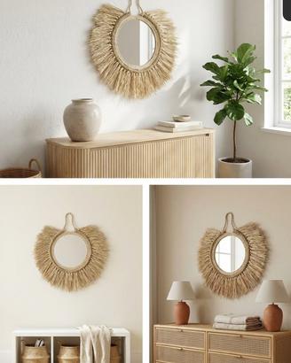 Specchio Boho Chic Artigianale in Corda Naturale
