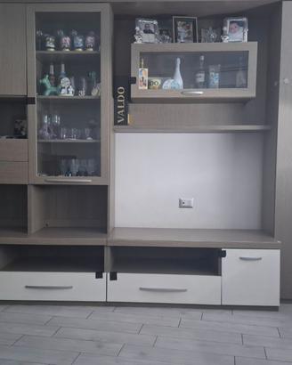 Parete attrezzata rovere grigio/bianco