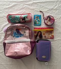 Set Zaino e portafoglio Frozen + Astucci Scuola