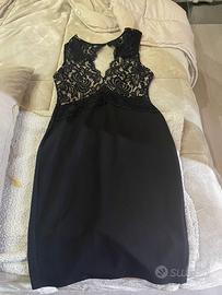 Vestito nero con corpino lavorato, taglia M/L