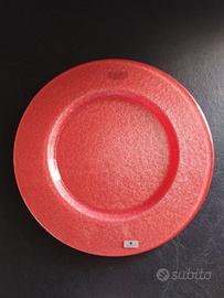 Sottopiatti in vetro rosso decorato a mano