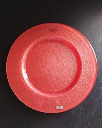 Sottopiatti in vetro rosso decorato a mano