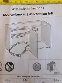 Meccanismo angolo sinistro estraibile cucina