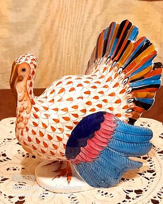 Scultura Tacchino di Finissima Porcellana Herend 