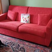 Divano letto in tessuto rosso 2/3 sedute