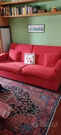 Divano letto in tessuto rosso 2/3 sedute