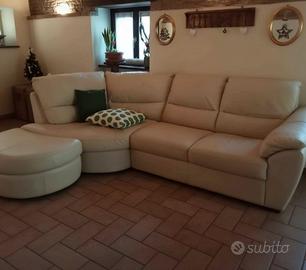 Divano in vera pelle con penisola - made in italy