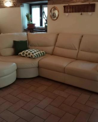 Divano in vera pelle con penisola - made in italy