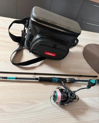 Canna  e mulinello da pesca eging emeraldas