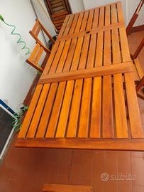tavolo da giardino in legno con otto sedie 