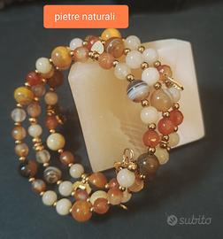 bracciale Memory wire con pietre e ciondoli 