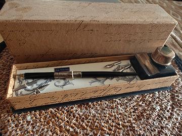 set calligrafia pennini argento