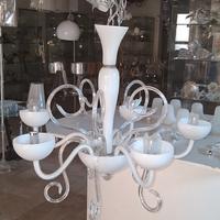 Lampadario in vetro di Murano 5 luci bianco 