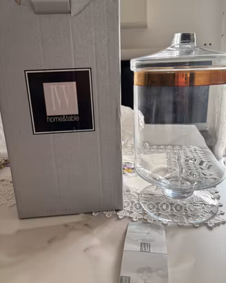 Biscottiera IVV Vetro con Coperchio Bordo Oro