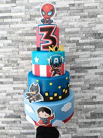 torta scenografica supereroi 