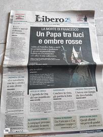 GIORNALE LIBERO 22 APRILE 2025 MORTE PAPA
