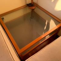 Tavolino in vetro e legno - 120x120 cm