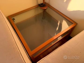 Tavolino in vetro e legno - 120x120 cm