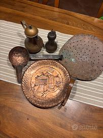 Vecchi oggetti in rame 5 pezzi