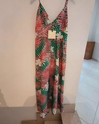 Vestito lungo estivo a fantasia tropicale
