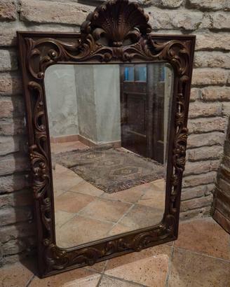 Specchio Barocco in Legno Intagliato