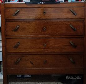 Comò vintage con 4 cassetti e specchio – piano in 