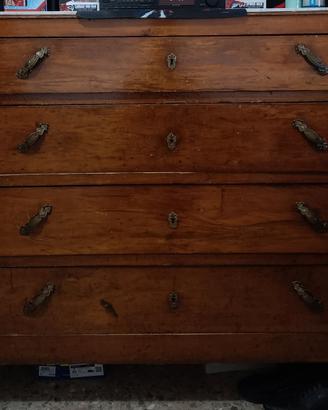 Comò vintage con 4 cassetti e specchio – piano in 