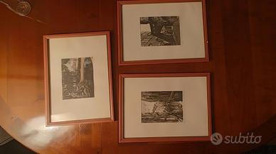 N.3 serigrafie su seta Giuseppe Mario D'Amico