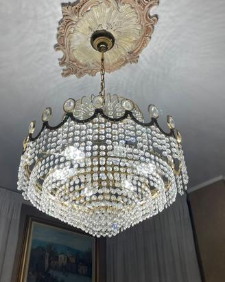 Lampadario ottone e swarovski