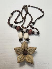 SET COLLANA ETNICA+2 BRACCIALI AFRICANI CON SEMI