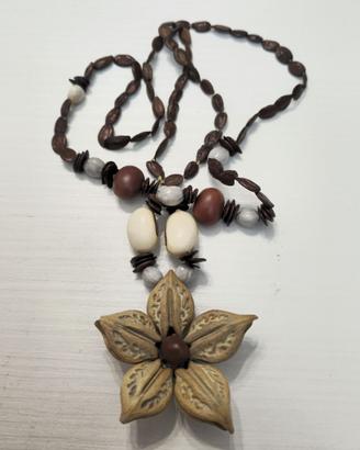 Set parure etnica artig collana fiore +2 bracciali