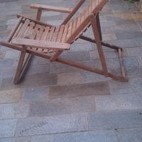 poltrona sedia sdraio legno reclinabile