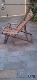 poltrona sedia sdraio legno reclinabile