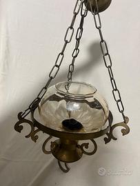 Lampadario in ottone e vetro