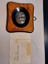 Quadretto incisione su foglia argento dorata 