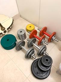 Lotto Palestra Pesi Manubri Asta Bilanciere Panca