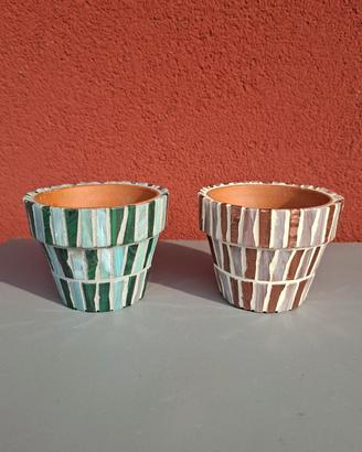 Set 2 vasetti in mosaico