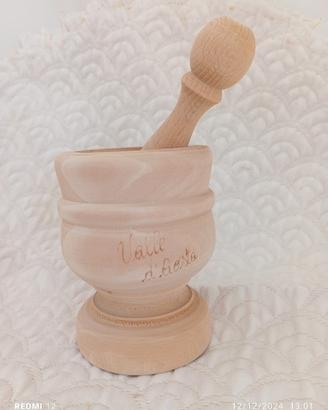 mortaio legno vintage artigianato oggettistica 