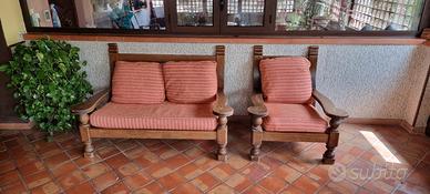 set divano e poltrona legno 
