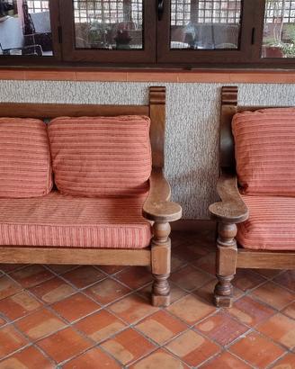 set divano e poltrona legno 