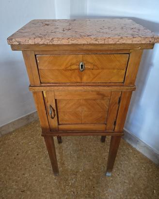 comodino anni 50 in legno marmo