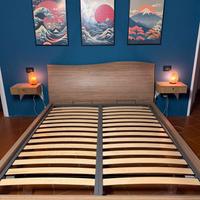 Letto in legno finitura noce grey