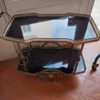 carrello bar vintage ottone legno 