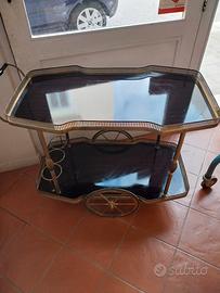 carrello bar vintage ottone legno 